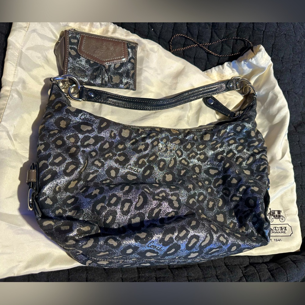 Coach Ocelot print purse with coin purse & dust bag